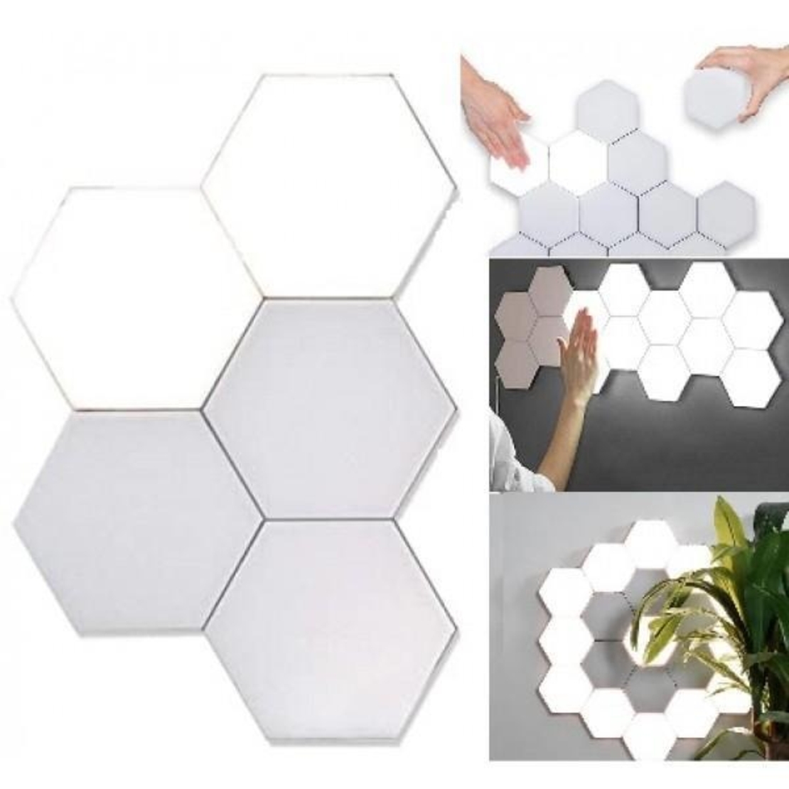 НЕМСКИ Квантова светодиодна шестоъгълна LED лампа 5бр. комплект 12W + ЛЕД ФЕНЕР