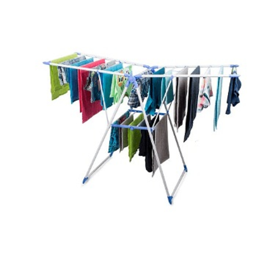 НЕМСКИ Сгъваем сушилник за дрехи, 2 нива, Стабилен + ЛЕД ФЕНЕР