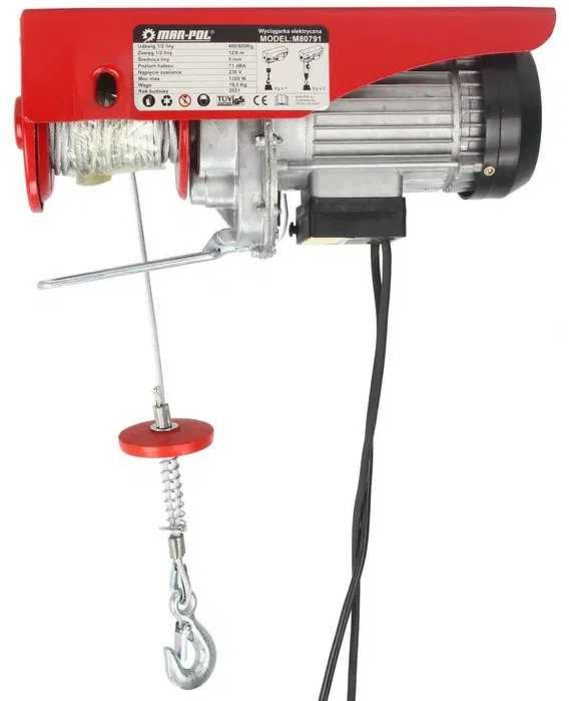 НЕМСКА Електрическа Лебедка 800 КГ 12 М 1300W Mar-Pol + ЛЕД ФЕНЕР