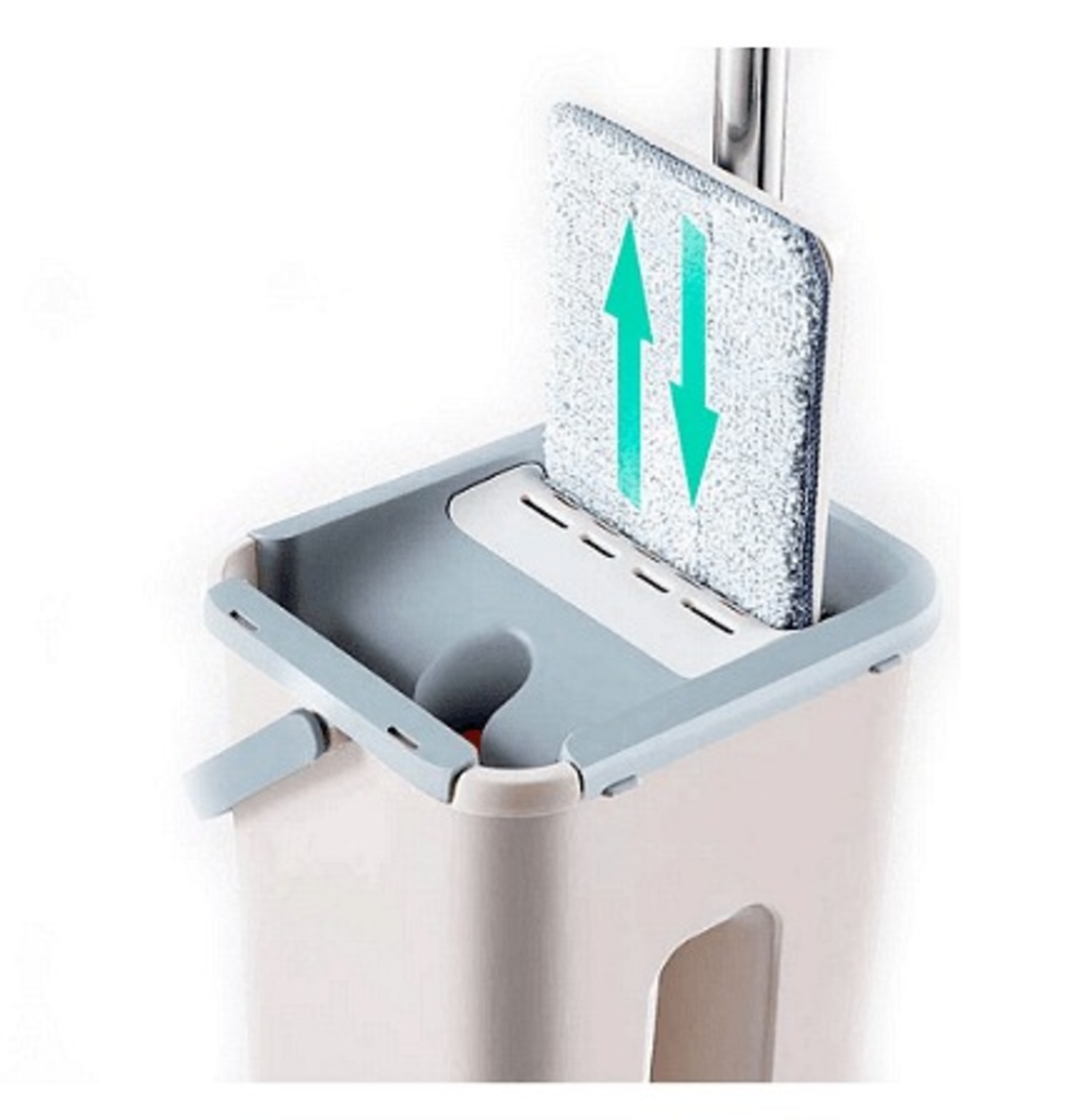 НЕМСКА Комплект кофа с плосък моп с 2 отделения и 360 ° въртящ се плосък моп + ЛЕД ФЕНЕР