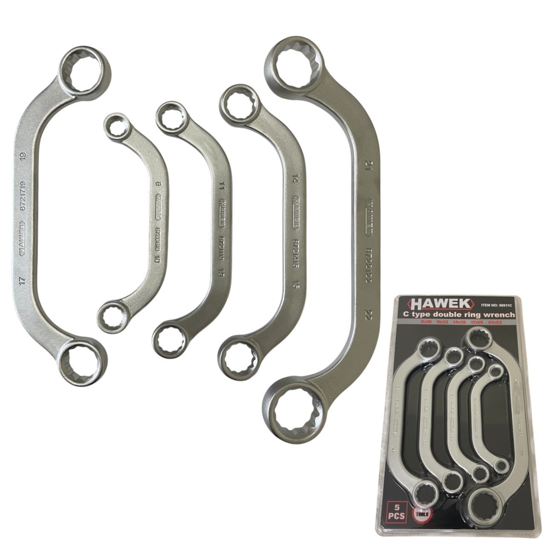 НЕМСКИ КОМПЛЕКТ ИЗВИТИ С – ОБРАЗНИ КЛЮЧОВЕ ЛУЛА HAWEK 50511C + ЛЕД ФЕНЕР