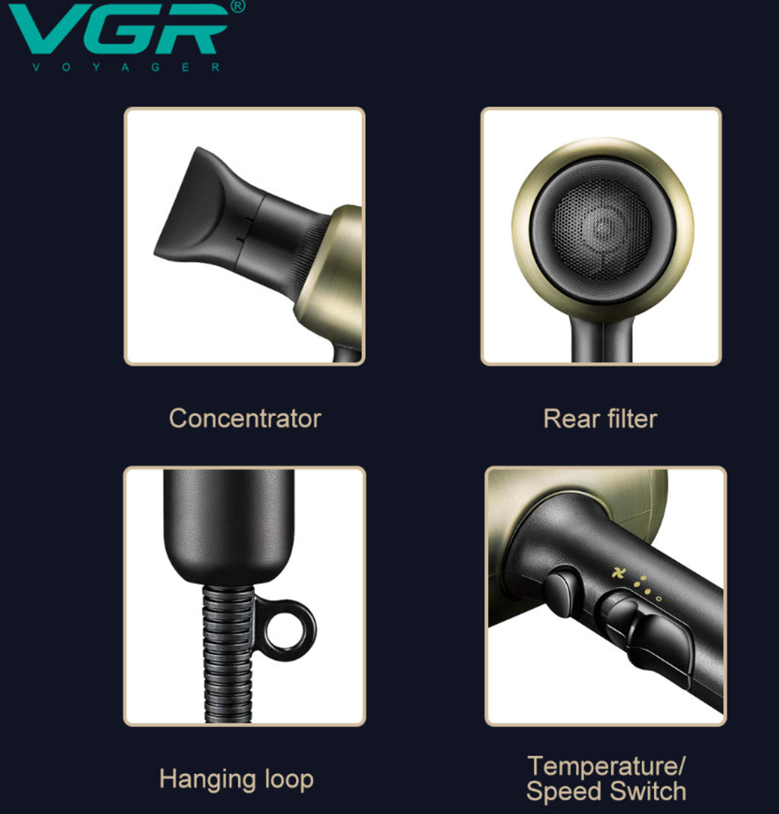 НЕМСКИ Професионален Сешоар VGR V-453 2200w