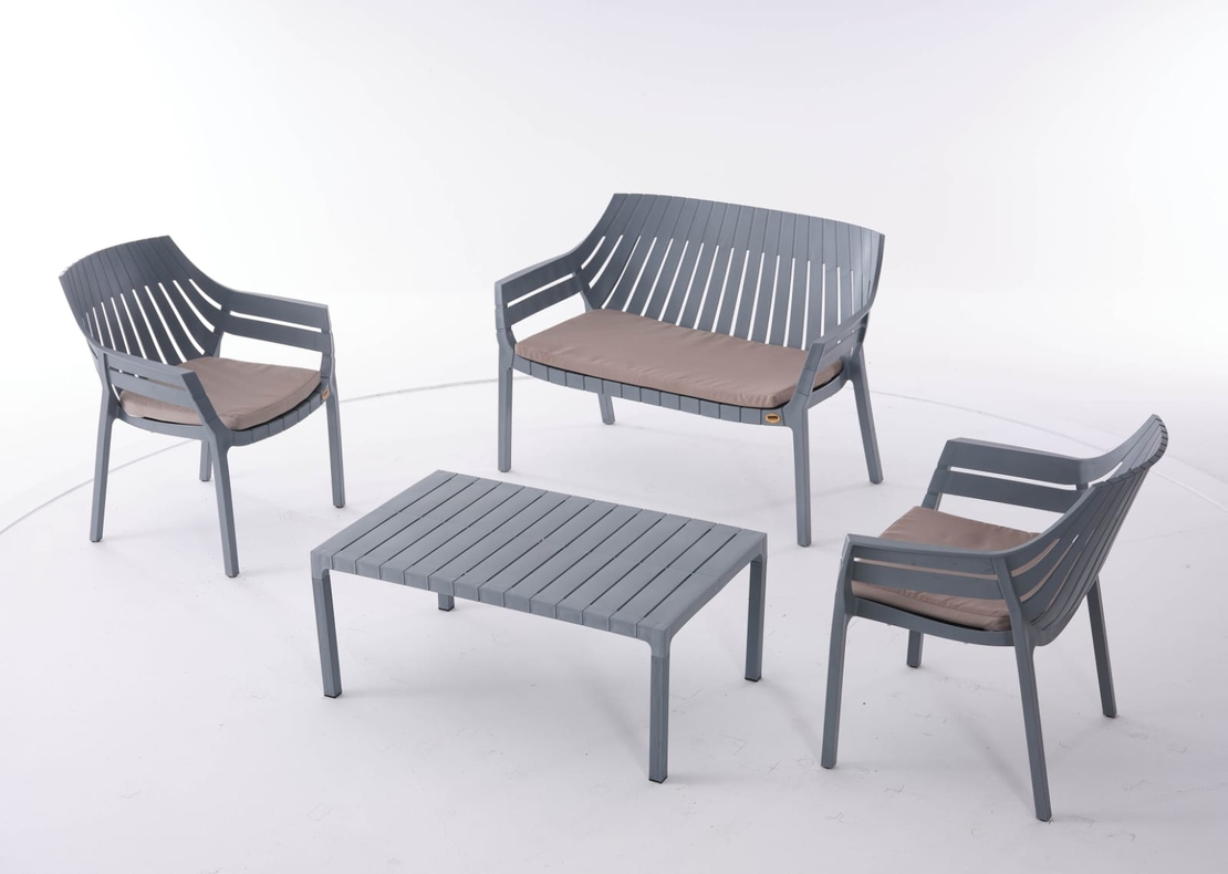 НЕМСКИ Градински Сет Hilton От 4 части в пет налични цвята + ЛЕД ФЕНЕР