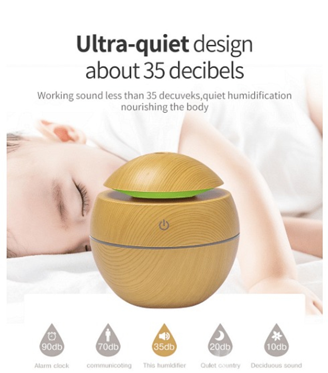 НЕМСКИ Мини USB арома дифузер и овлажнител за въздух с елегантен дизайн + ЛЕД ФЕНЕР