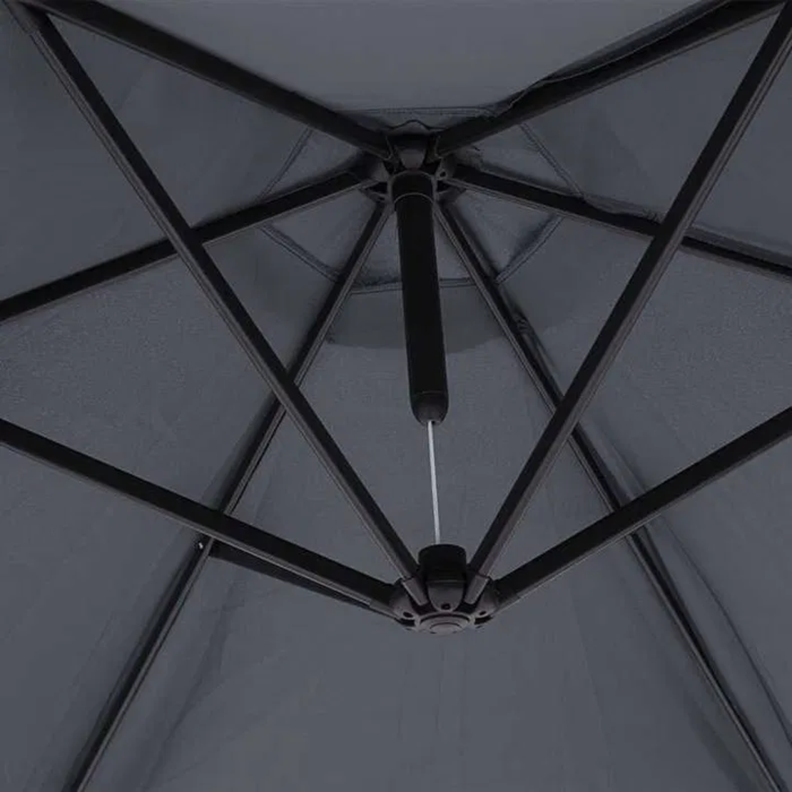 НЕМСКИ Градински Чадър Тип Камбана 3м С Манивела + ЛЕД ФЕНЕР