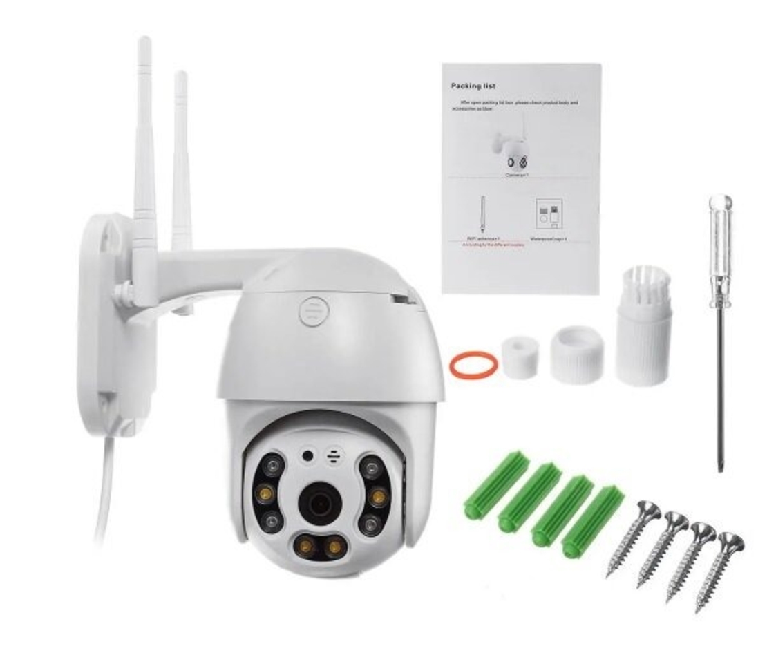 НЕМСКА ВЪНШНА КАМЕРА С ДВЕ АНТЕНИ цветно нощно виждане Waterproof Wifi FULL HD 1080P + ЛЕД ФЕНЕР