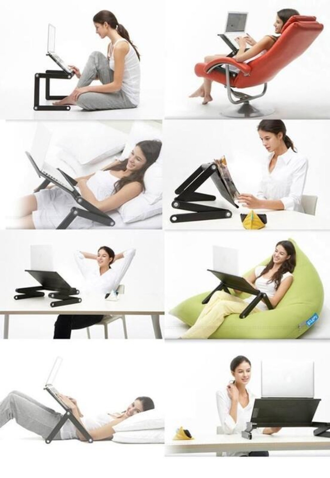 НЕМСКА Подвижна маса за лаптоп T8 алуминии + ЛЕД ФЕНЕР