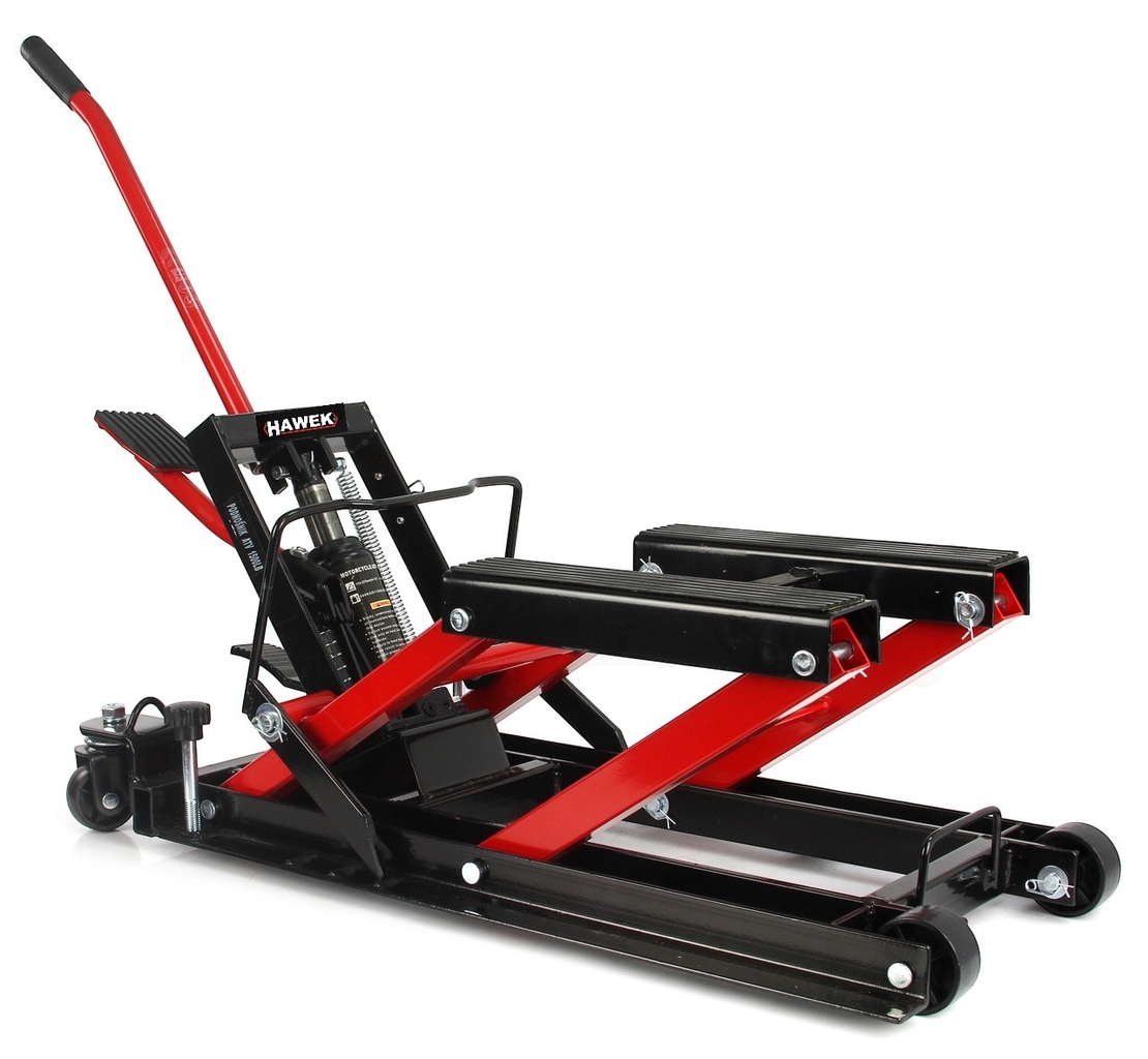 НЕМСКИ Хидравличен Сервизен Крик за Мотори и ATV Стойка Мотор АТВ HAWEK Полша + ЛЕД ФЕНЕР