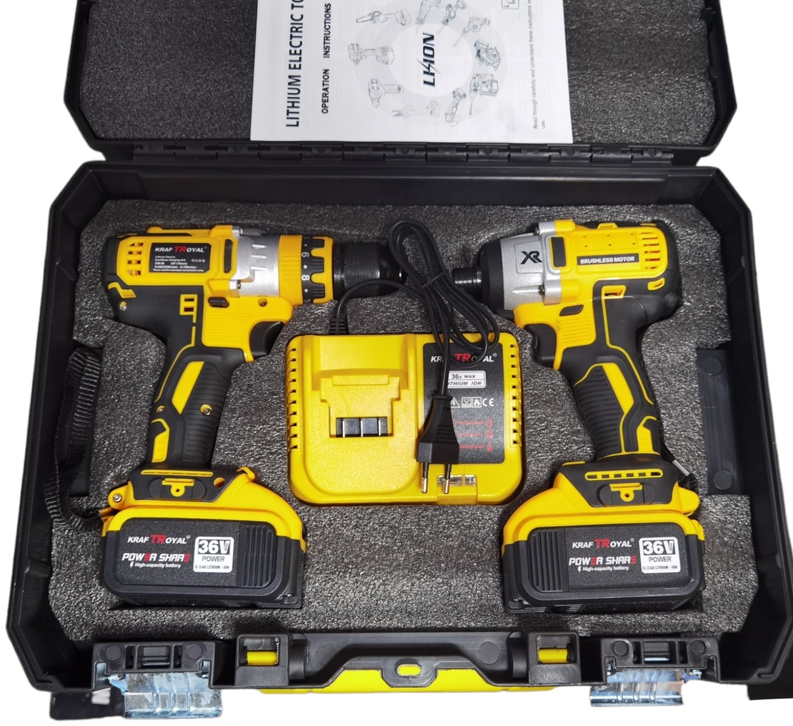 НЕМСКИ 2в1 Акумулаторен Импакт и Винтоверт Безжичен 36V 8,0AH Kraft + ЛЕД ФЕНЕР