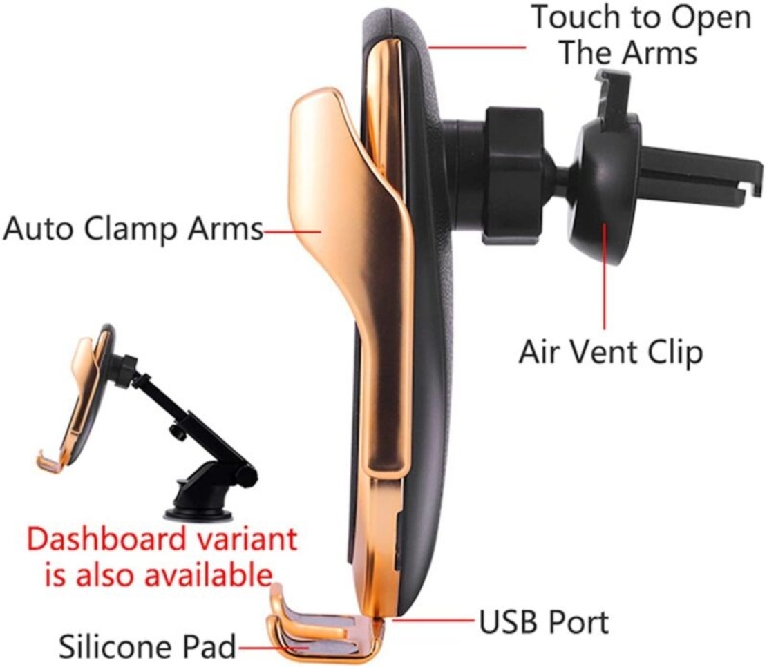 НЕМСКА Smart Line стойка за кола с безжично зареждане за телефон + ЛЕД ФЕНЕР