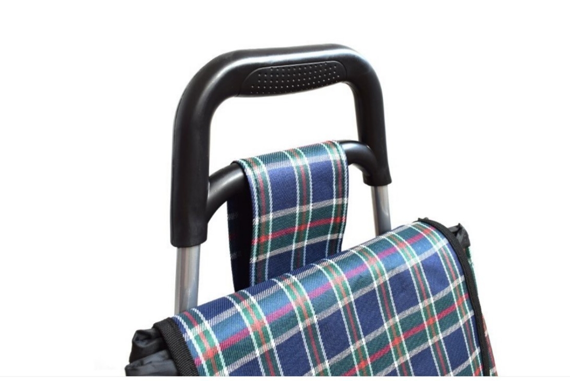 НЕМСКА Пазарска Количка Сгъваема за Стълби с 2х3 колелца Многоцветна капацитет 60 литра + ЛЕД ФЕНЕР