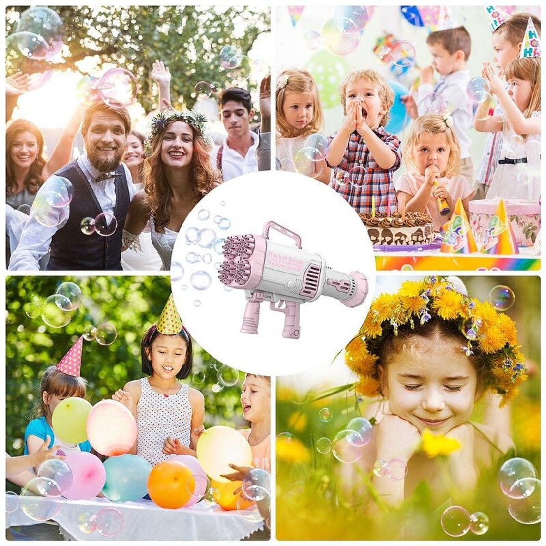 НЕМСКИ Пистолет за сапунени балончета с LED светлини, Препоръчителна възраст +3 години + ЛЕД ФЕНЕР