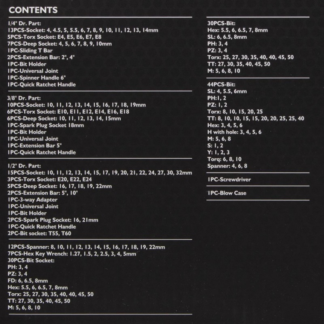 НЕМСКО Гедоре Професионално 216ч. JCB 1/4 3/8 1/2 J-38841 Хром Ванадиева Стомана + ЛЕД ФЕНЕР