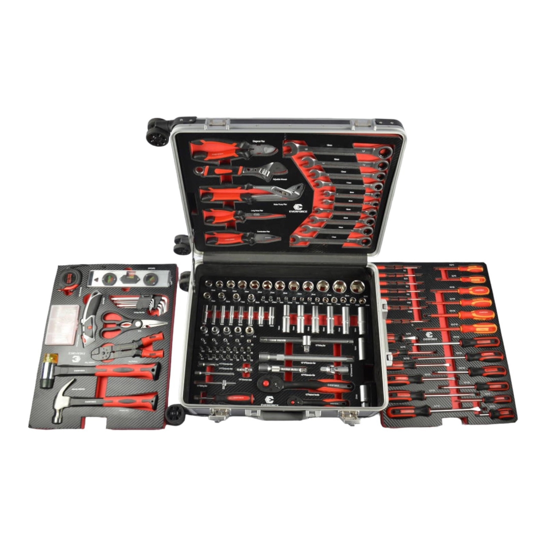 НЕМСКА Професионална Количка с Инструменти 238 части Куфар EVERFORCE + ЛЕД ФЕНЕР