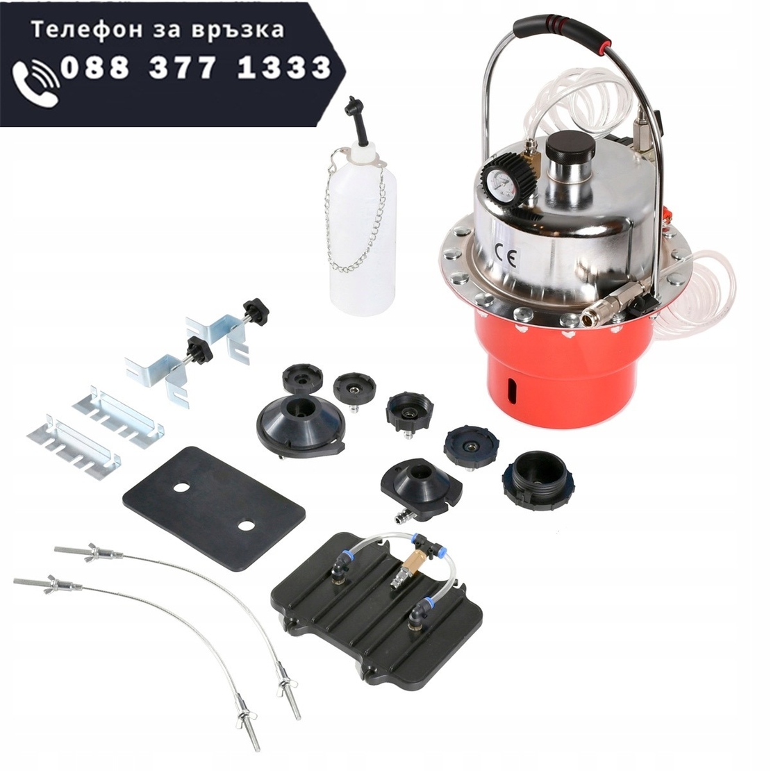 НЕМСКИ Пневматичен Уред за смяна на Спирачна Течност KraftWelle + ЛЕД ФЕНЕР