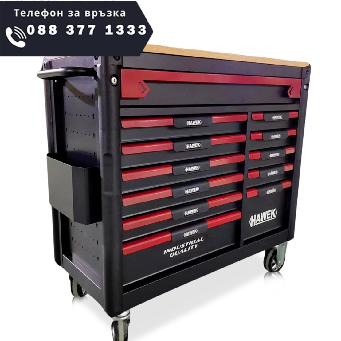 НЕМСКИ Професионален Шкаф с Инструменти HAWEK с 12 чекмеджета ПОЛША + ЛЕД ФЕНЕР