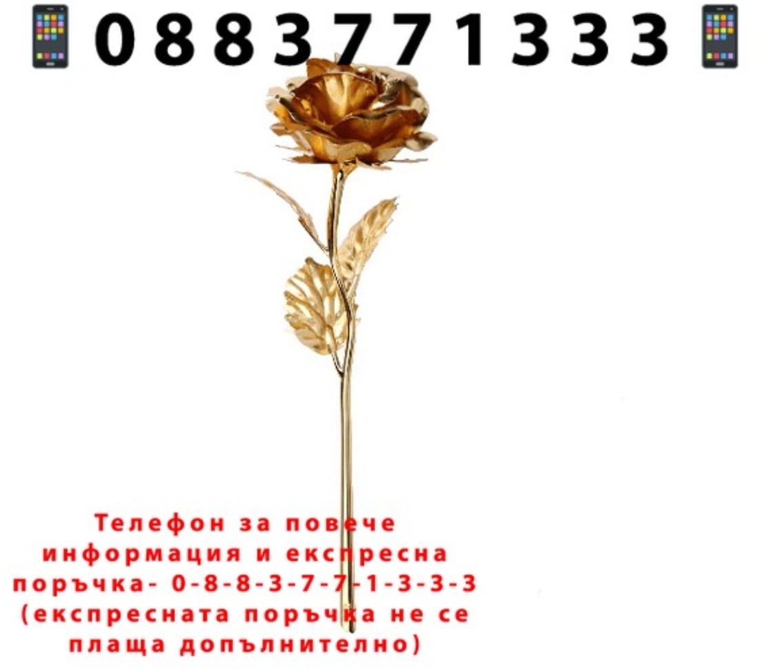 НЕМСКА Златна роза Golden Rose, 24Kарата, Кутия, Подаръчна торбичка + ЛЕД ФЕНЕР