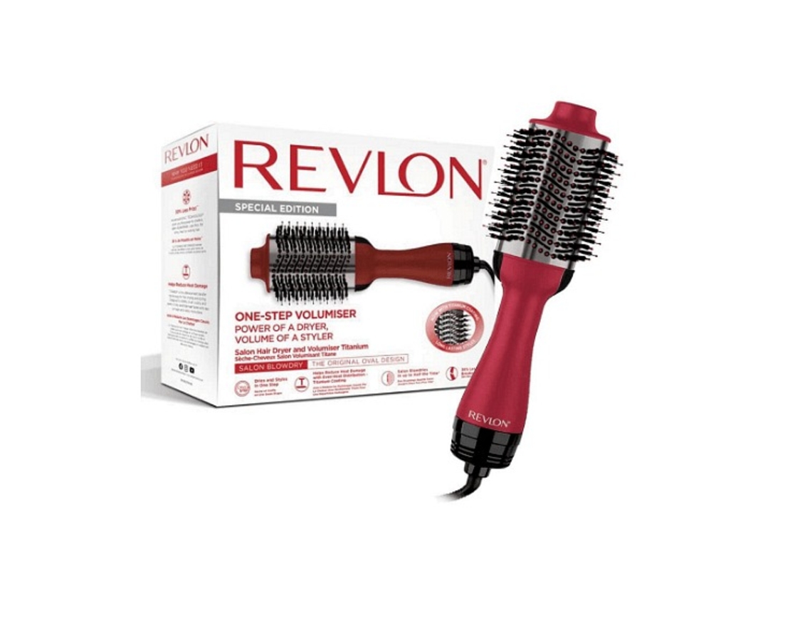 НЕМСКА Електрическа четка Revlon Special Edition One-Step Volumiser Titanium, RVDR5279UKE, 3 температурни настройки, Технология за йонизация, Чанта за пътуване + ЛЕД ФЕНЕР.