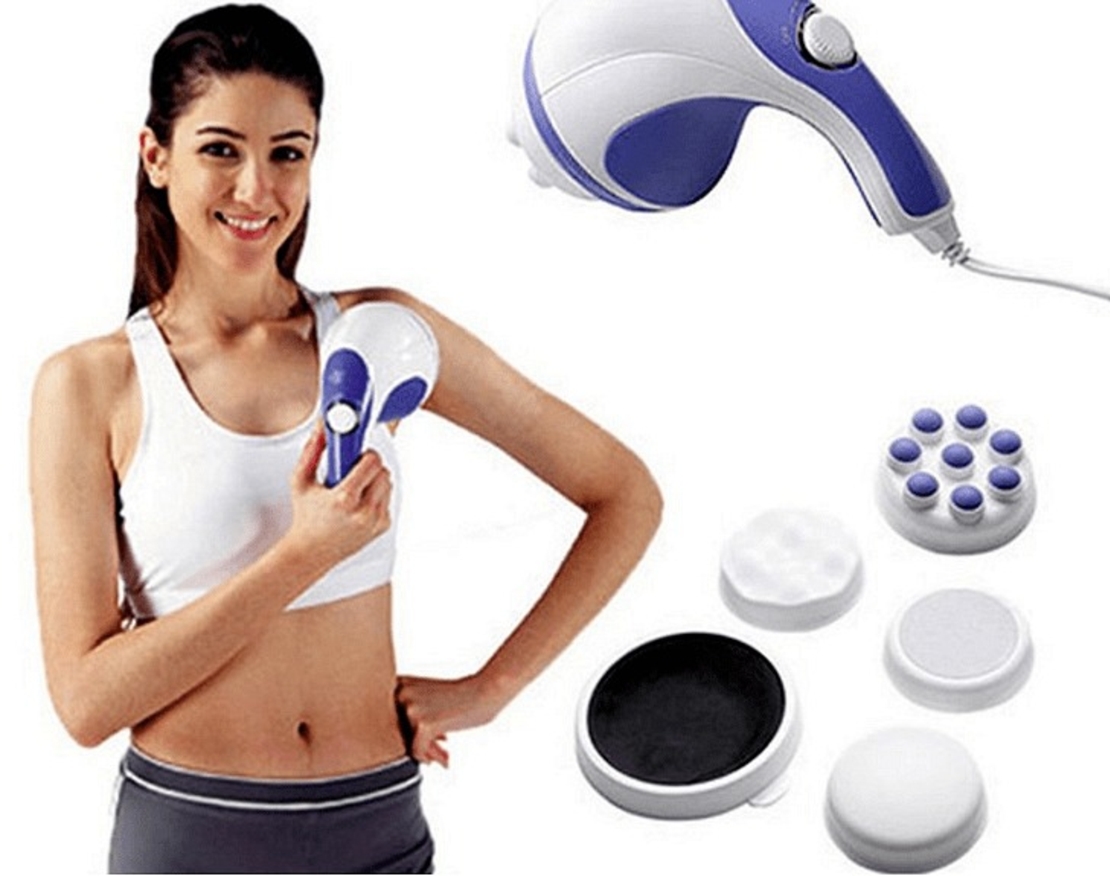 НЕМСКИ Стягащ масажор за тяло с 4 накрайника и отслабващ ефект + ЛЕД ФЕНЕР