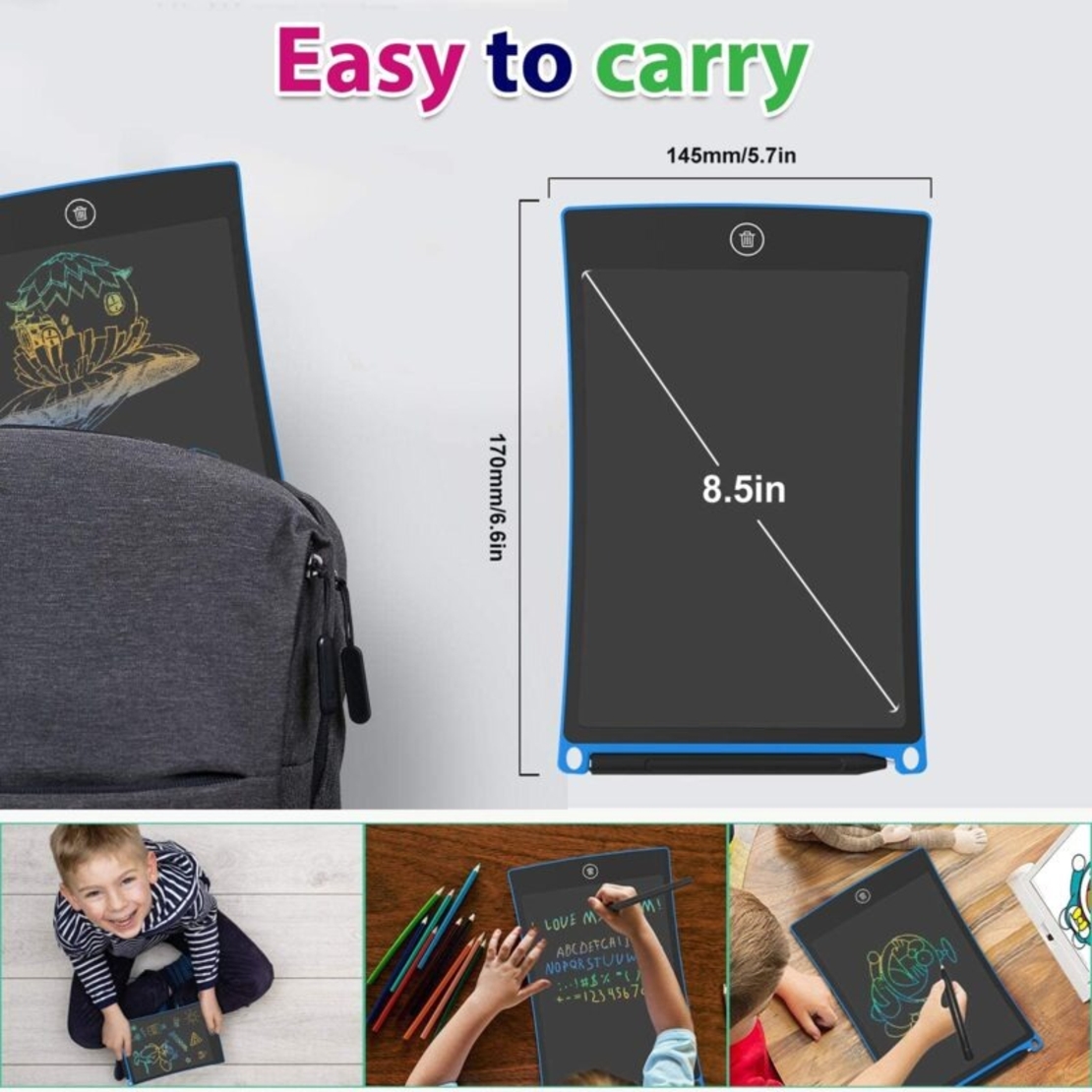 НЕМСКИ Таблет за рисуване и писане LCD 8.5 инча + ЛЕД ФЕНЕР