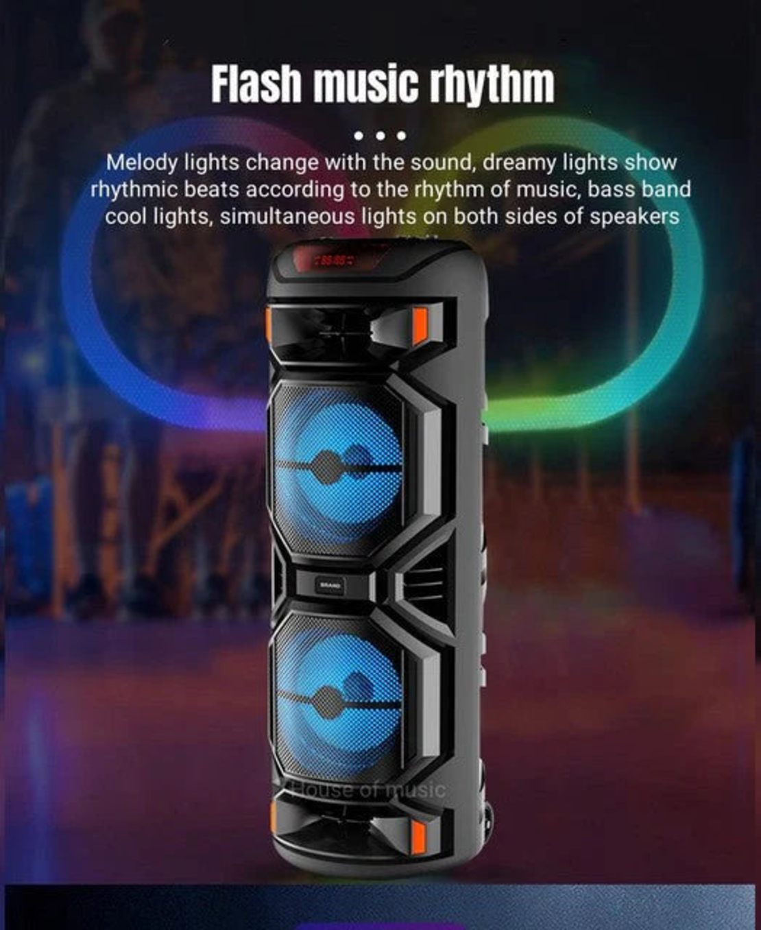 НЕМСКА Тонколона ZQS8221 80 СМ Височина - BLUETOOTH + ЛЕД ФЕНЕР