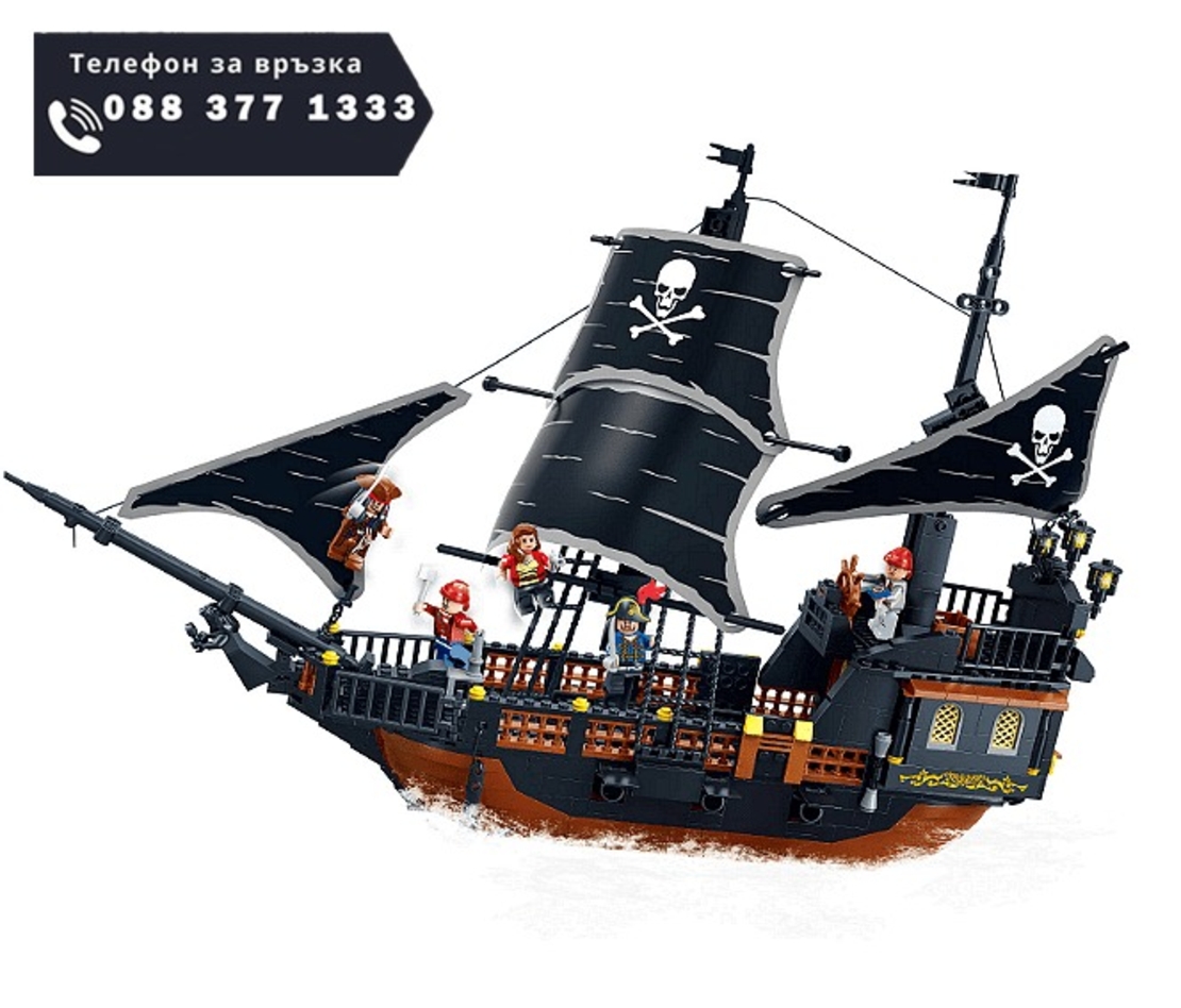 НЕМСКИ Конструктор Gudi Legent of pirates, Пиратски кораб, 652 части + ЛЕД ФЕНЕР