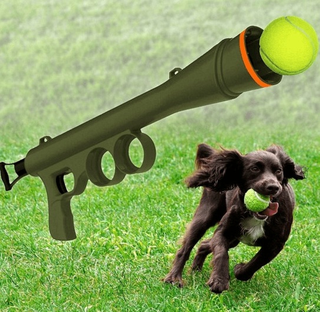 НЕМСКА Играчка за автоматично изстрелване на тенис топки, За домашни любимци + ЛЕД ФЕНЕР