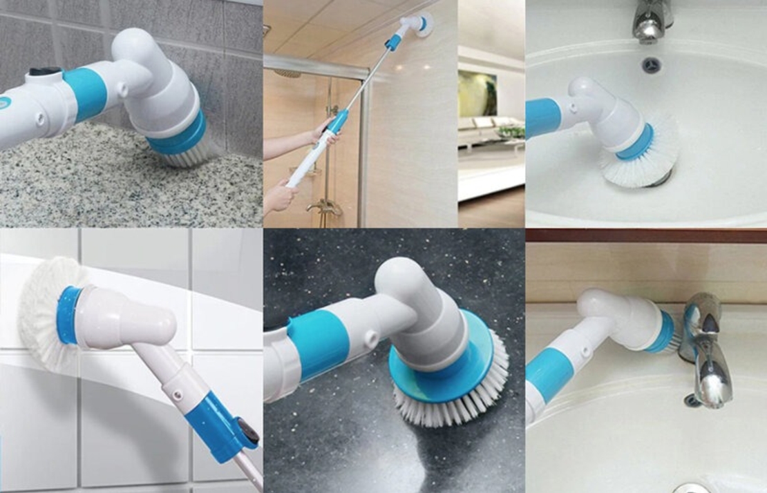 НЕМСКА Електрическа презареждаща се четка за почистване на баня Spin Scrubber + ЛЕД ФЕНЕР