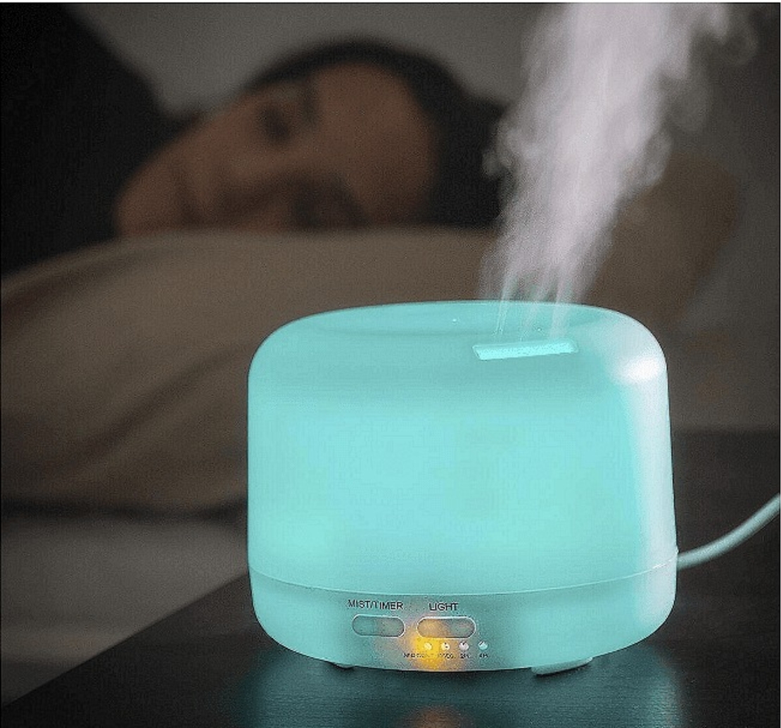 НЕМСКИ Арома дифузер, Овлажнител с многоцветни LED светлини, InnovaGoods, 400 ml, Бял + ЛЕД ФЕНЕР