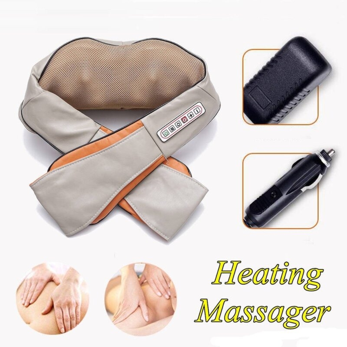 НЕМСКИ МАСАЖОР за тяло Шиацу със затопляща функция, 5 степени и вибрация + ЛЕД ФЕНЕР