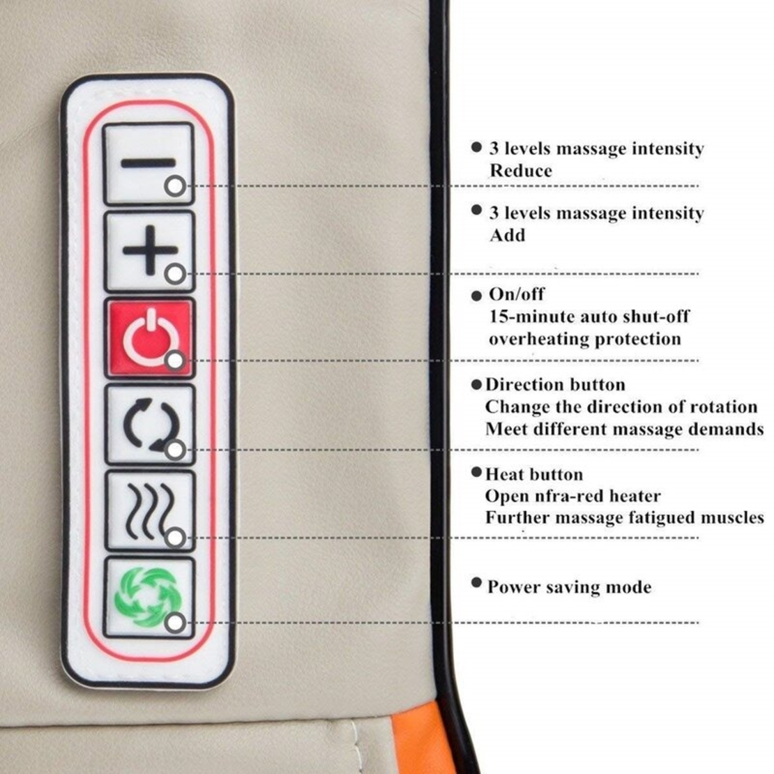 НЕМСКИ МАСАЖОР за тяло Шиацу със затопляща функция, 5 степени и вибрация + ЛЕД ФЕНЕР
