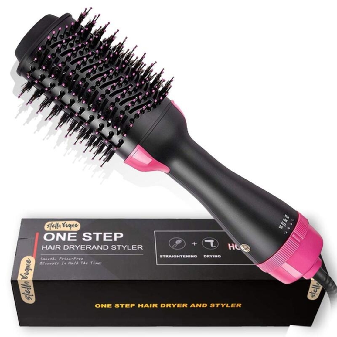 НЕМСКИ 2в1 ЧЕТКА СЕШОАР One step за сушене, изправяне и обем hair dryer + ЛЕД ФЕНЕР