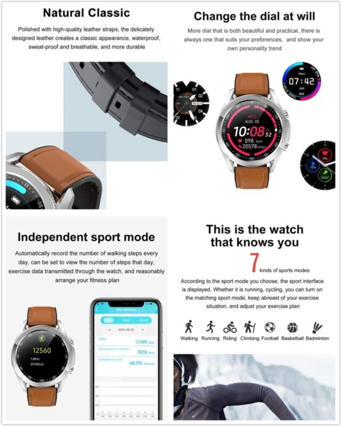 НЕМСКИ Smart Watch Lemfo G33 черен часовник с пулс и кръвно налягане + ЛЕД ФЕНЕР
