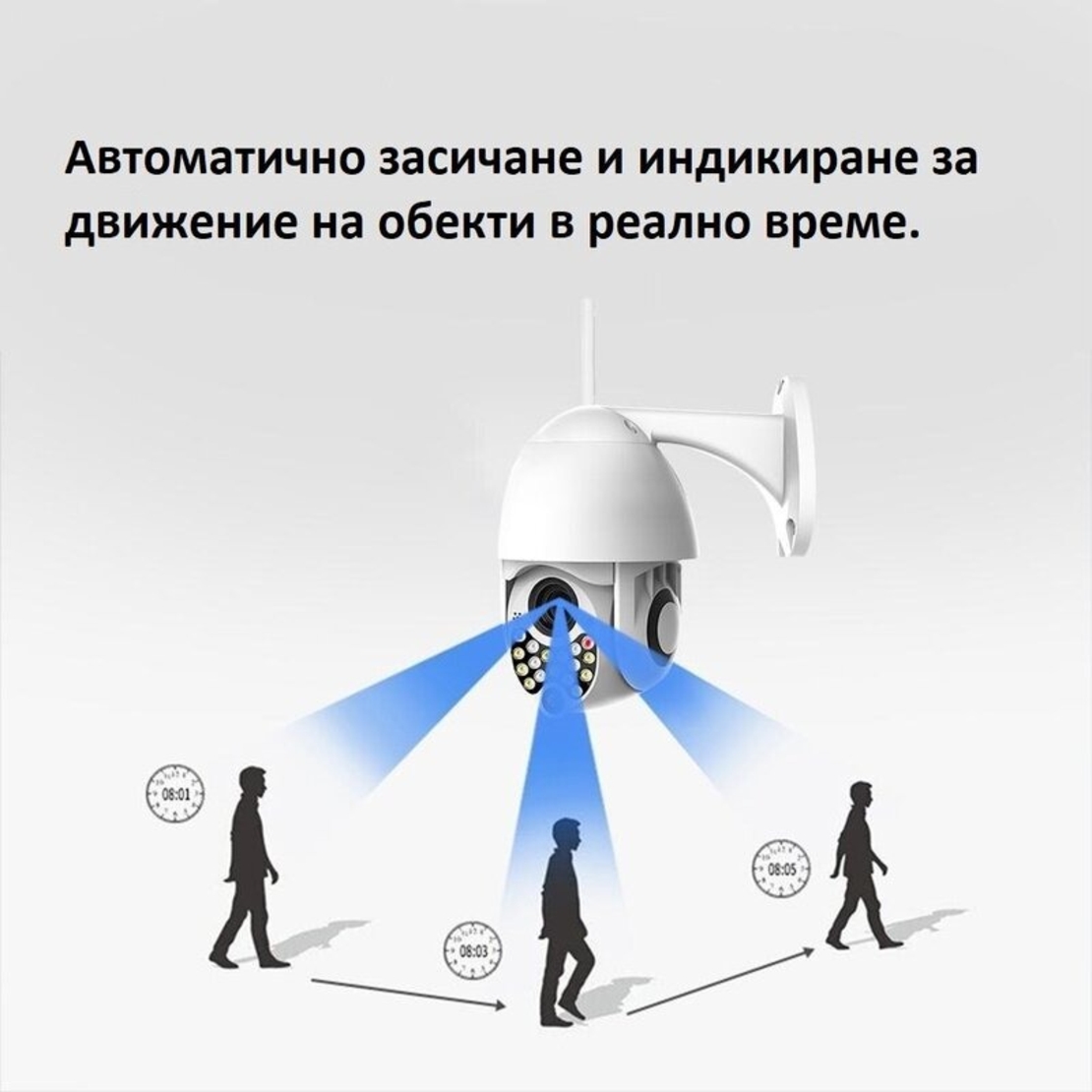 НЕМСКА Комплект 2бр. ВОДОУСТОЙЧИВА WIFI FULL HD 2.0MP 17 LED 355° въртяща камера с Motion Tracking + ЛЕД ФЕНЕР