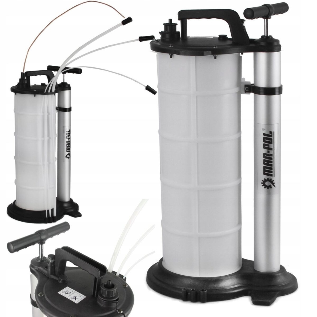 НЕМСКА Помпа за Източване на Масло и Спирачна Течност Ръчна и Пневматична 9 литра Mar-Pol M78306 + ЛЕД ФЕНЕР