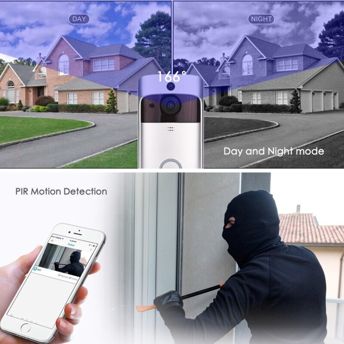 НЕМСКИ Смарт Видеодомофон V5 с Wifi Full HD + ЛЕД ФЕНЕР