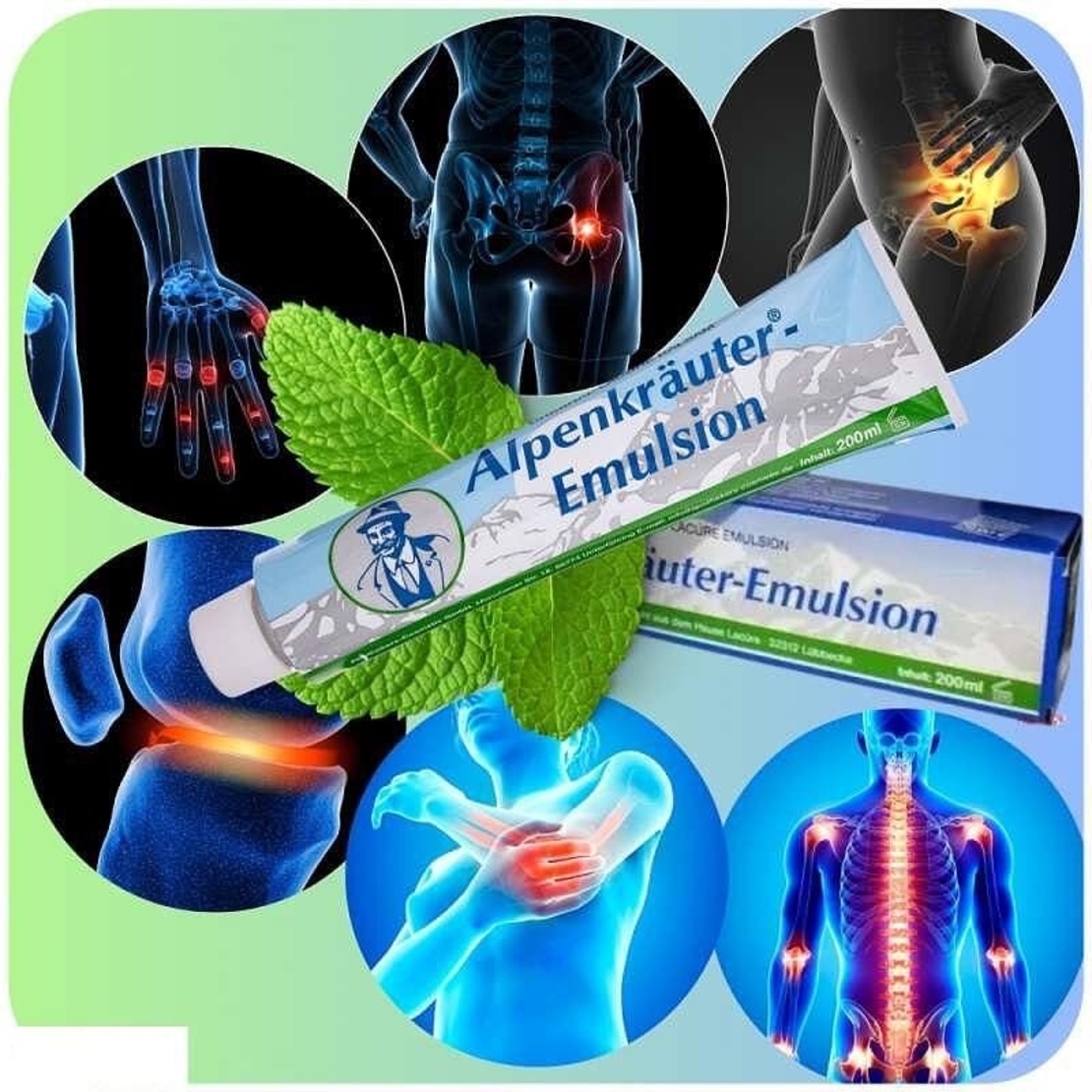 НЕМСКИ Алпийски мехлем Alpenkräuter Emulsion Lacure 200мл за болки и възпаления + ЛЕД ФЕНЕР
