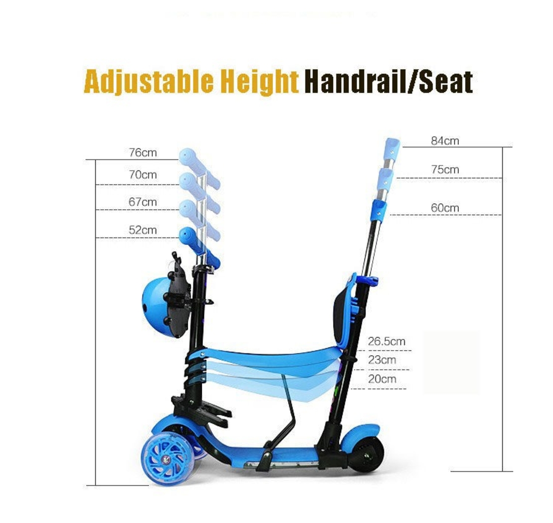НЕМСКИ ДЕТСКА ТРОТИНЕТКА и СКУТЕР  5 В 1 + ЛЕД ФЕНЕР