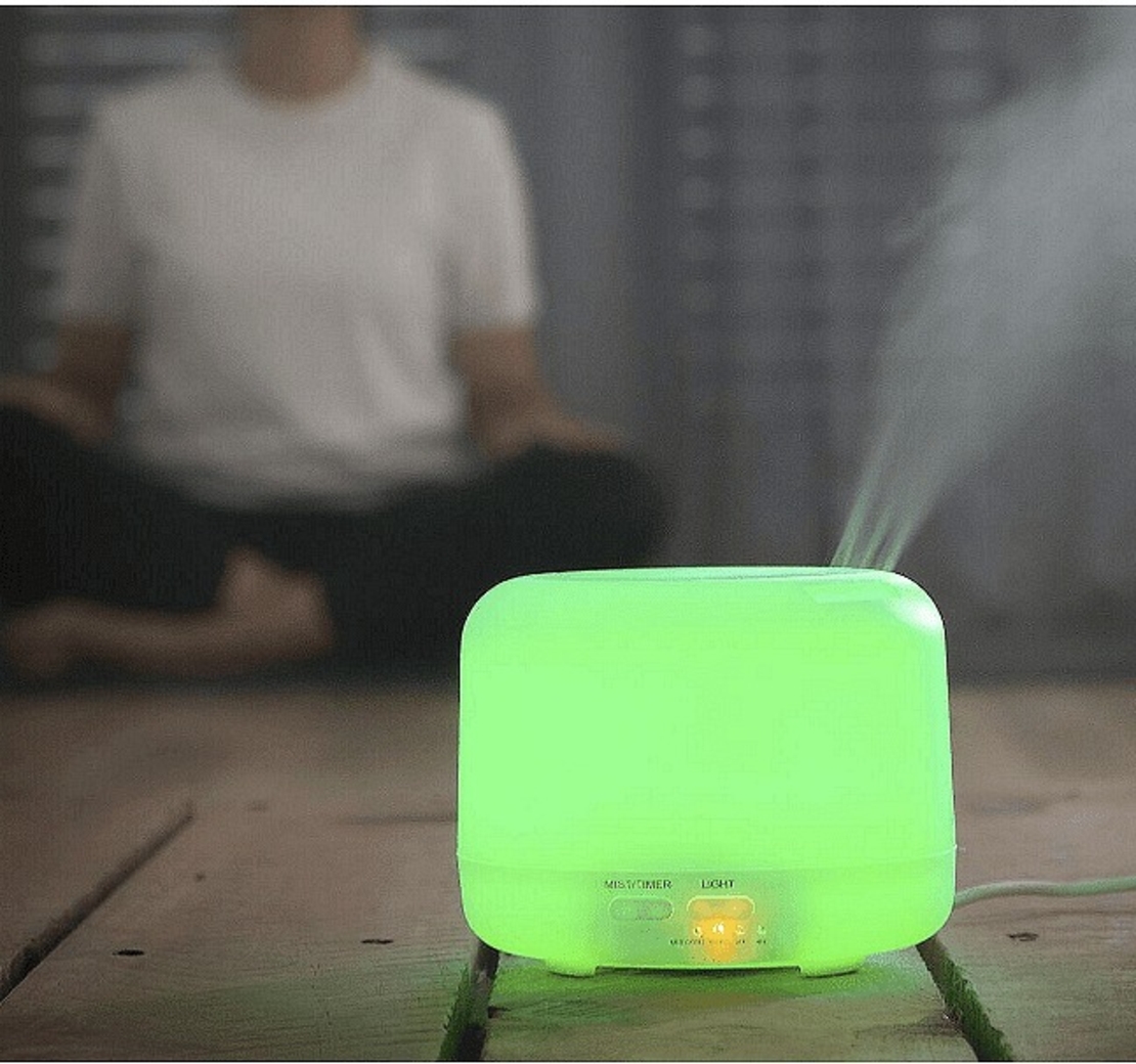 НЕМСКИ Арома дифузер, Овлажнител с многоцветни LED светлини, InnovaGoods, 400 ml, Бял + ЛЕД ФЕНЕР