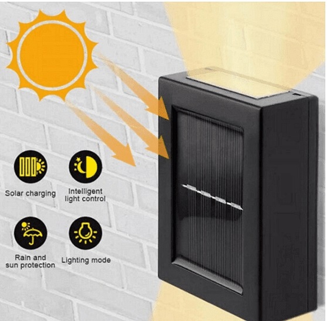 НЕМСКА Комплект сензорна соларна лампа за стена, Време на светене 6-10 часа, Черна, 3 броя + ЛЕД ФЕНЕР