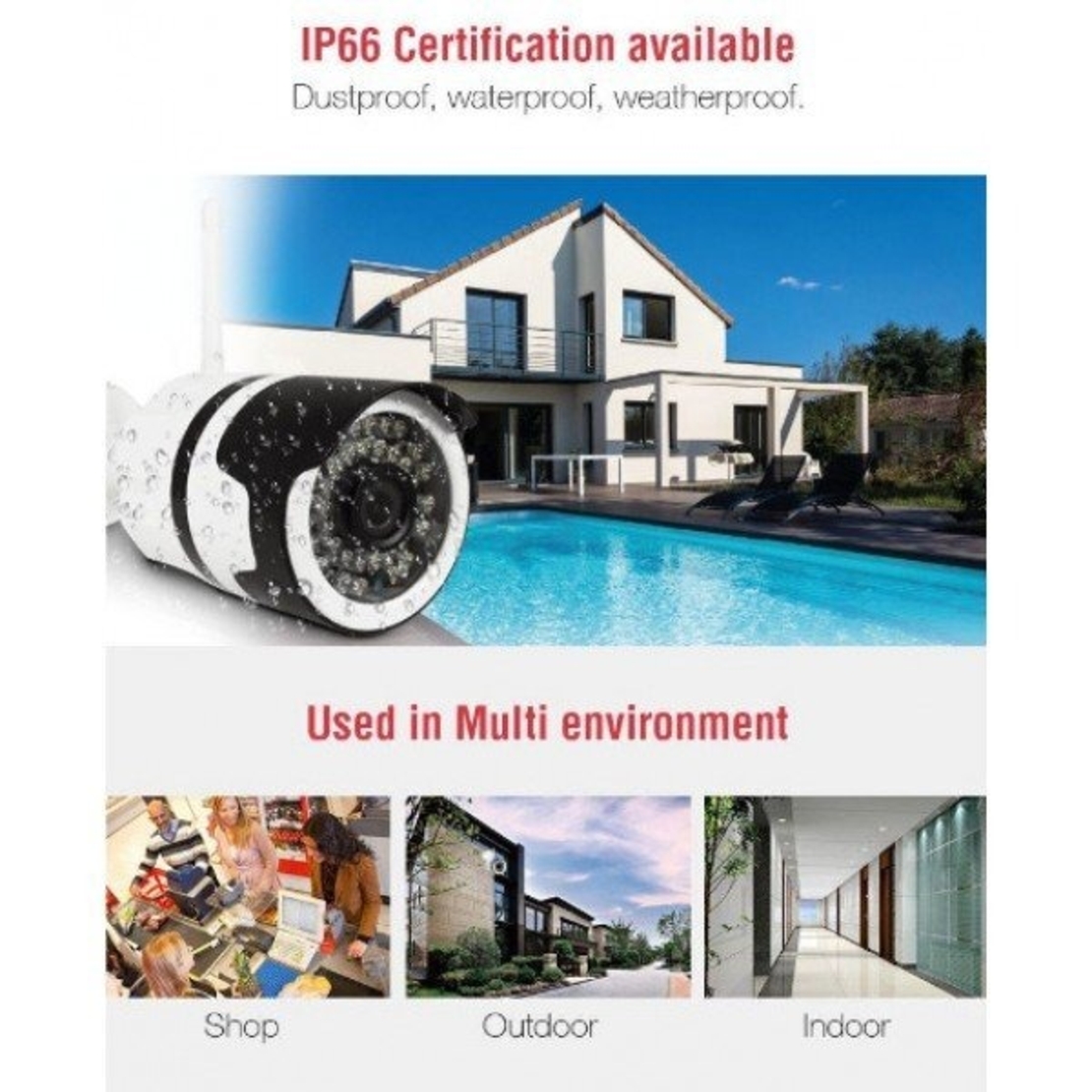 НЕМСКО Wateproof Camera WIFI за външен монтаж, нощно виждане Full HD + ЛЕД ФЕНЕР