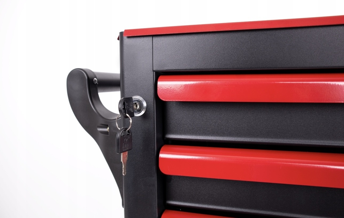 НЕМСКИ ШКАФ КОЛИЧКА ЗА ИНСТРУМЕНТИ със 7 ЧЕКМЕДЖЕТА STAHLMAYER – RED LINE + ЛЕД ФЕНЕР