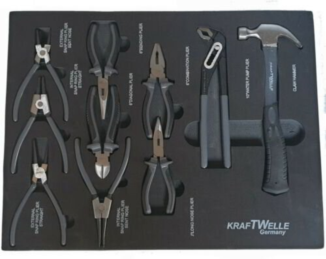 НЕМСКА Количка с инструменти 7 чекмеджета 6 пълни Шкаф KrafTWelle + ЛЕД ФЕНЕР