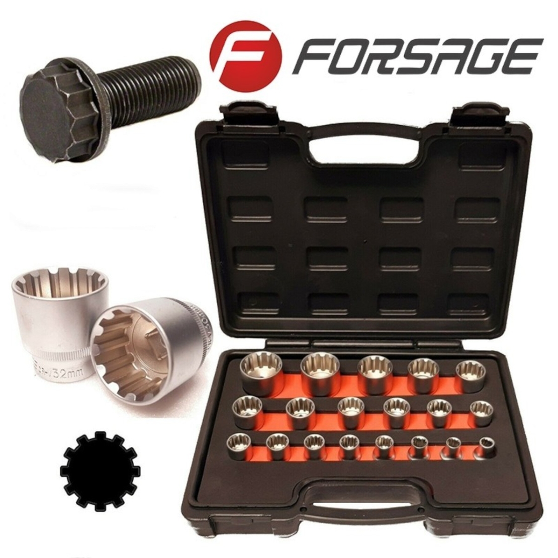 НЕМСКИ Вложки к-т 1/2 SPLINE 12-стенни Forsage F-4194-9 + ЛЕД ФЕНЕР