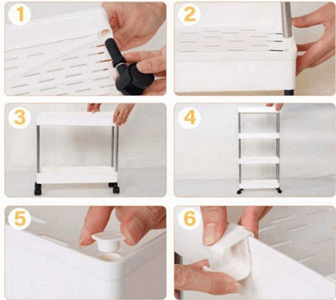 НЕМСКА Иновативна етажерка на колела на 3-4 нива + ЛЕД ФЕНЕР