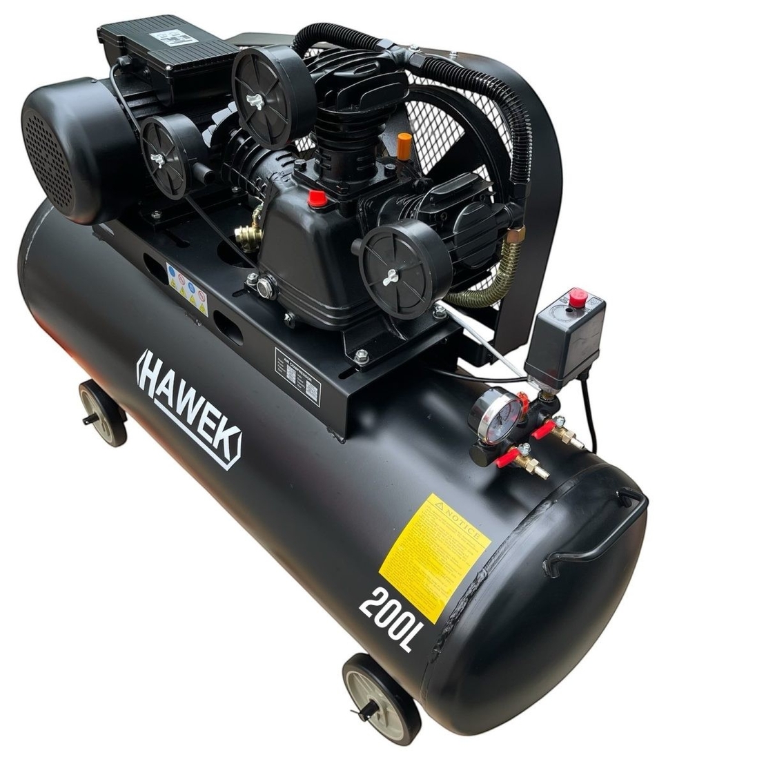 НЕМСКИ КОМПРЕСОР ЗА ВЪЗДУХ 200 ЛИТРА HAWEK , HW-3021 + ЛЕД ФЕНЕР