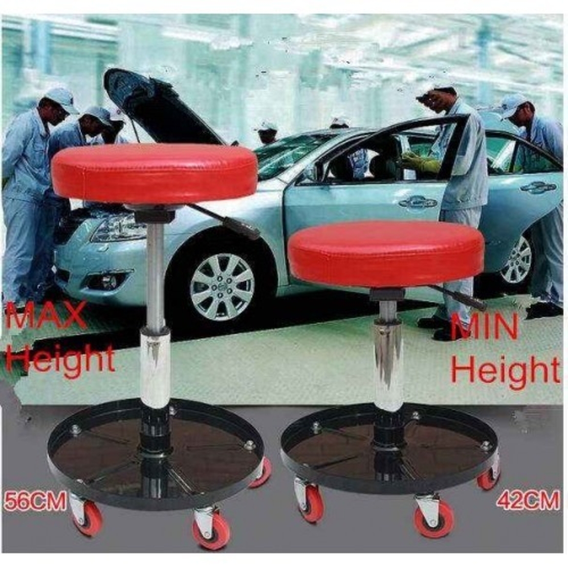 НЕМСКИ АВТОМОНТЬОРСКИ СТОЛ с амортисьор + ПОСТАВКА ЗА ИНСТРУМЕНТИ STAHLMAYER + ЛЕД ФЕНЕР