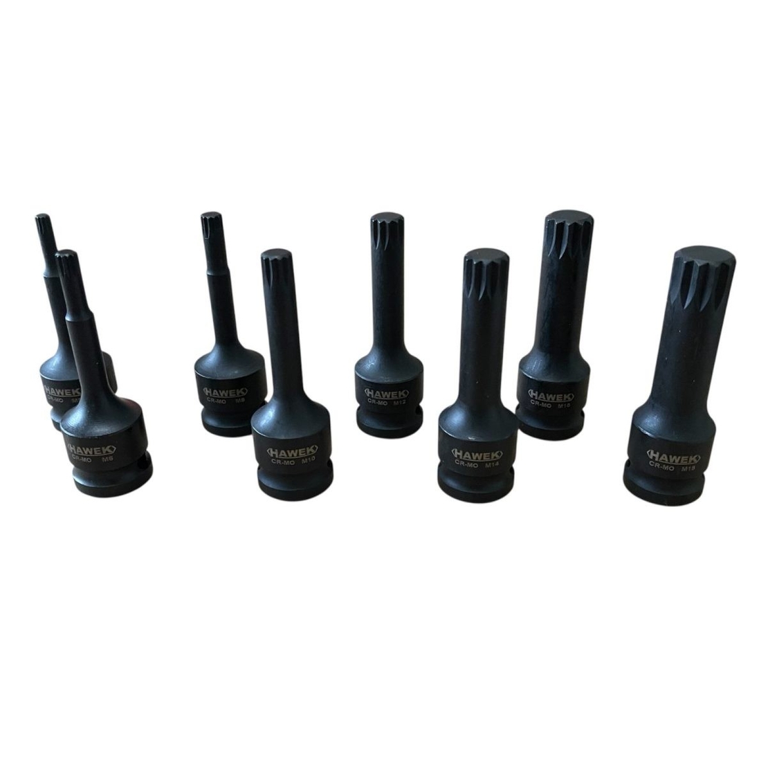 НЕМСКИ УДАРНИ БИТОВЕ КОМПЛЕКТ ВЛОЖКИ 1/2 – SPLINE 8 ЧАСТИ HAWEK HW-2052 + ЛЕД ФЕНЕР
