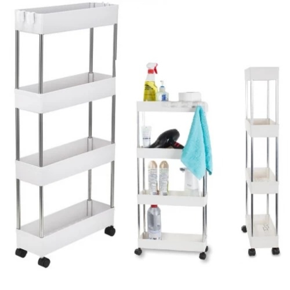 НЕМСКА Иновативна етажерка на колела на 3-4 нива + ЛЕД ФЕНЕР