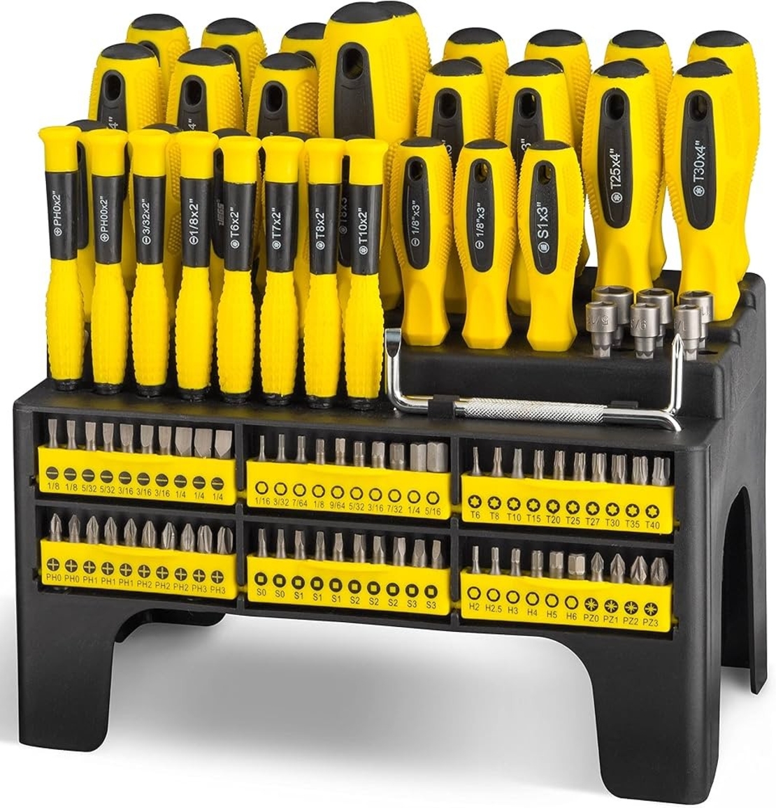 НЕМСКИ Отвертки и Битове Комплект 100 части STAHLMAYER отверки + ЛЕД ФЕНЕР